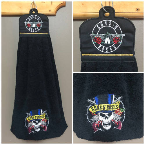 Embroidered hand towel / bar decoration towel with ROCK design Guns n Roses