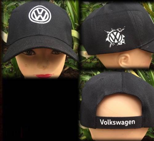 Black embroidered and printed cap with VW Volkswagen white