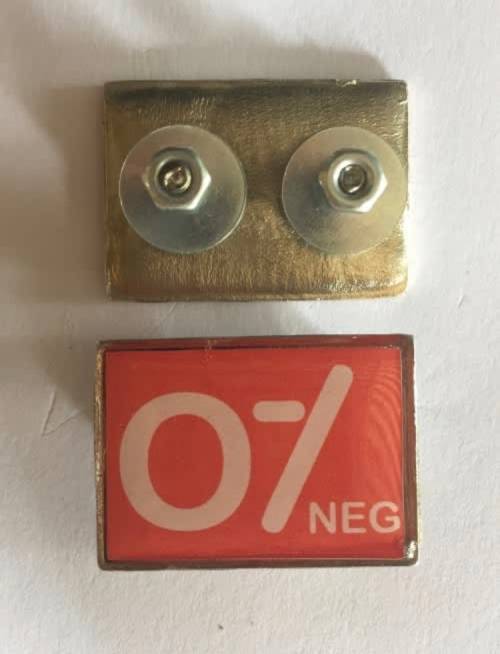 Blood type metal badge pin sturdy screw backside O- 3cm x 2cm