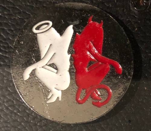 Good girl bad girl metal  pin sturdy screw backside