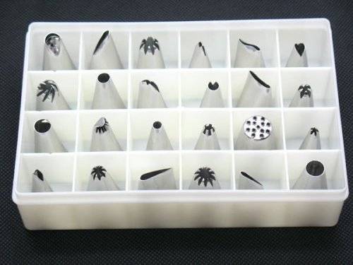 24 PIECE STAINLESS STEEL DIY ICING NOZZELS