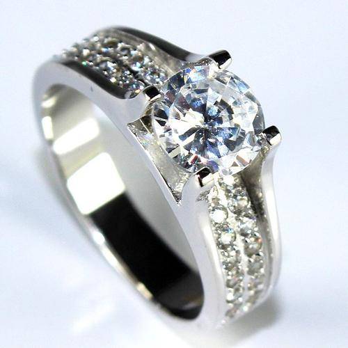 STERLING SILVER 925 FILLED EXQUISITE 7MM LADIES DRESS RING WITH CUBIC ZIRCONIA