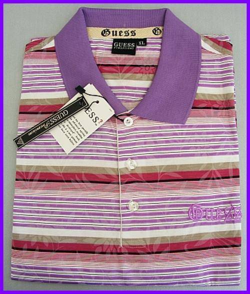 MENS GUESS PURPLE POLO SHIRT - SIZE : XL
