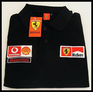 MENS FERRARI BLACK GOLF SHIRT - SIZE :  LARGE
