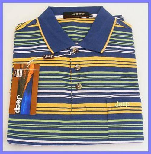MENS JEEP STRIPED GOLF SHIRT - SIZE : LARGE