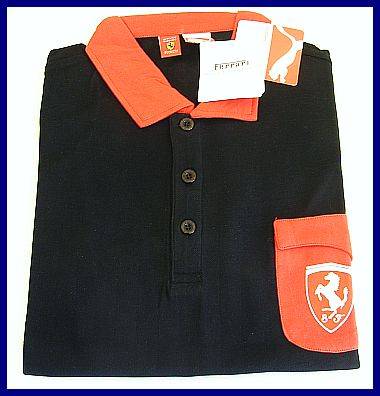 MENS PUMA FERRARI BLACK/ RED GOLF SHIRT - SIZE : MED
