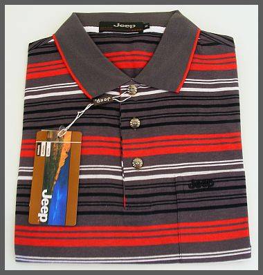 MENS JEEP STRIPED GOLF SHIRT - SIZE : LARGE