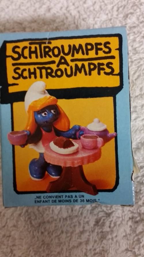 SUPER SMURF SMURFETTE TEA SET  - VINTAGE UNOPENED - SCHLEICH MODEL 40245
