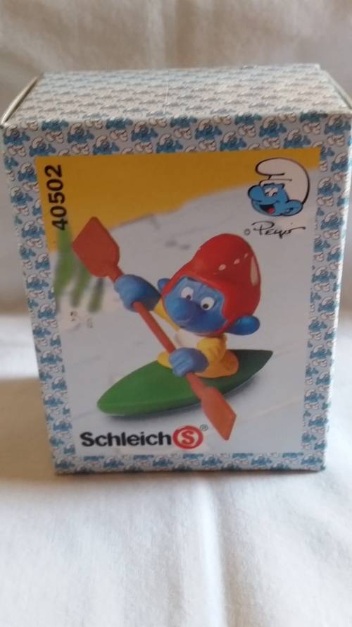 SCHLEICH KAYAK/CANOE SUPER SMURF - UNOPENED - SCHLEICH MODEL 40502