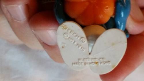 1981 SCHLEICH 20136 -  PUMPKIN SMURF (WITH FACE)  - PEYO / W. BERRIE & CO.- MADE IN  HONG KONG