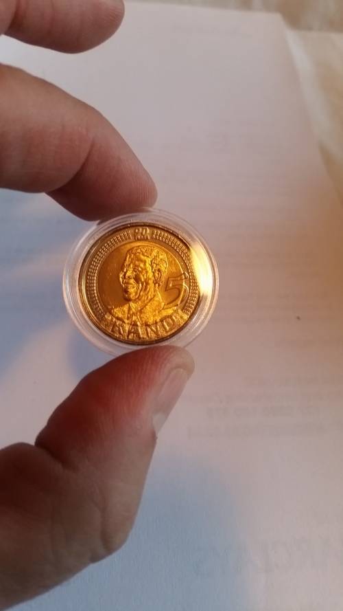 2008 SOUTH AFRICA 5R RAND - MANDELA BIRTHDAY COIN - UNC AND INCAPSULTAED