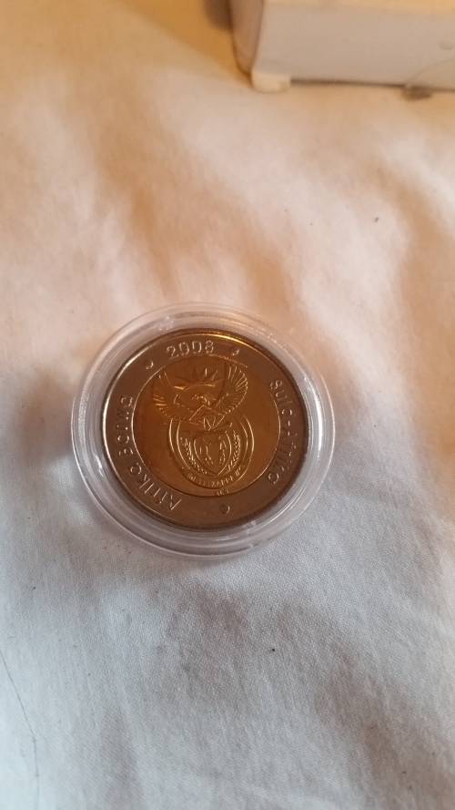 2008 SOUTH AFRICA 5R RAND - MANDELA BIRTHDAY COIN - UNC AND INCAPSULTAED