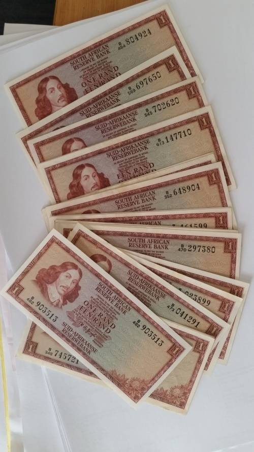 TW DE JONGH  - R1 NOTE x 20 - VAN RIEBEECK WATERMARK - MINT  CONDITION