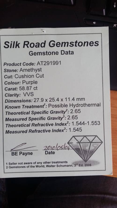 58.87 cts  CUSHION  CUT AMETHYST