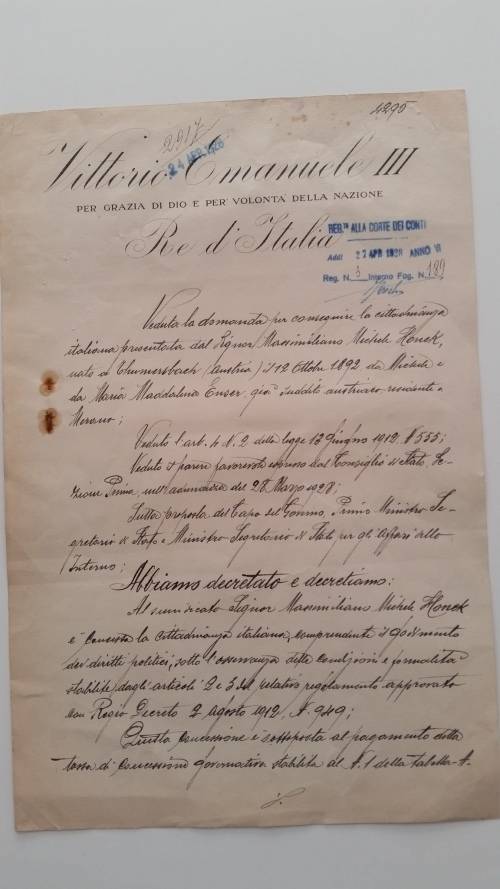 MUSSOLINI & KING EMANUELE AUTOGRAPHS PRE WW 2 1928 DOCUMENT RARE 2 SIGNATURES