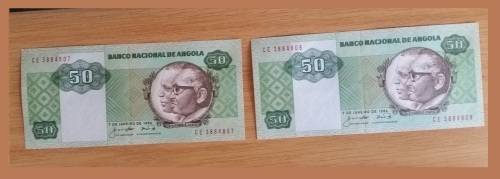 ANGOLA KWANZA NOTES - 50 KWANZA X 2 NOTES - UNC IN SEQUENCE