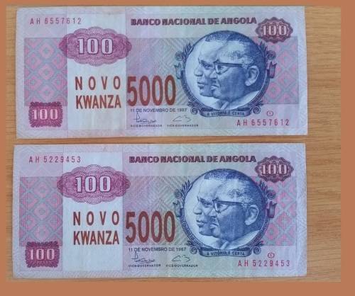 ANGOLA NOVO KWANZA/NEW KWANZA - 5000 NEW KWANZA NOTES - USED CONIDTION