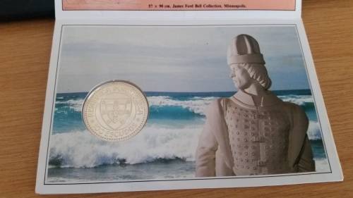 1987 - UC SILVER COMMEMORATIVE 100 ESCUDO COIN - THE GOLDEN ERA OF THE PORTUGUESE DISCOVERIES -