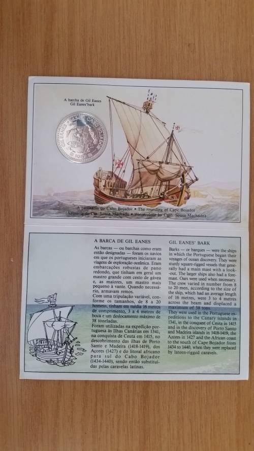 1987 - UC SILVER COMMEMORATIVE 100 ESCUDO COIN - THE GOLDEN ERA OF THE PORTUGUESE DISCOVERIES -