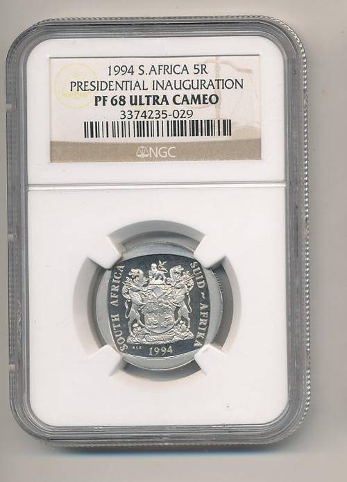 1994 Presidential Inauguration R5 coin PF68 Ultra Cameo - No Stairs