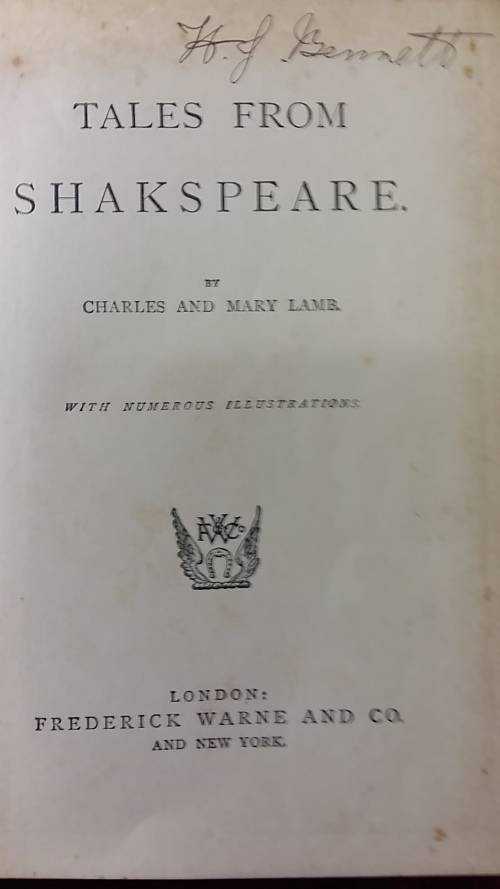TALES FROM SHAKESPEARE by CHARLES MARY LAMB, UNDATED EDITION