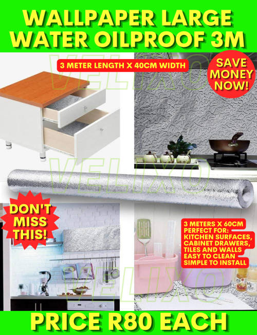 Wallpaper Waterproof Self Adhesive Silver Large
