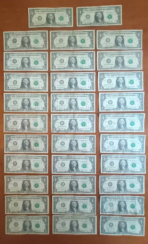 {ECONO BID} 32 X UNITED STATES $1 DOLLAR BANKNOTES (CIRCULATED)