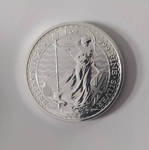 {ECONO BID} 2021 BRITTANIA 1 OZ SILVER COIN (UNC) IN CAPSULE