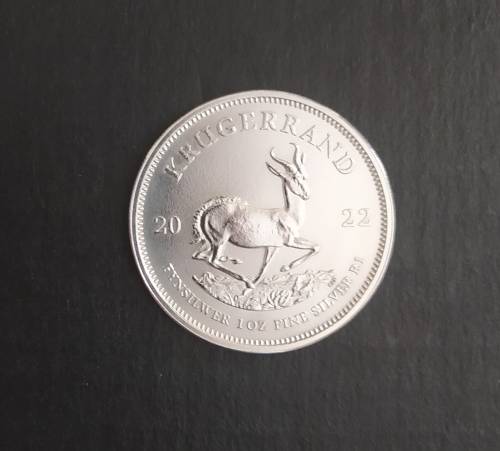 {ECONO BID} 2022 SOUTH AFRICAN KRUGERRAND SILVER COIN (UNC) (CAPSULE)