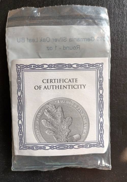 *RARE* 2019 GERMANIA 1 OZ SILVER OAK COIN (UNC)(CAPSULED)(COA)