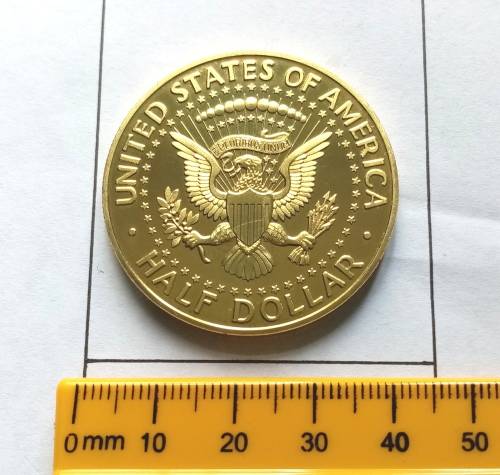 24K GOLD PLATED U. S. KENNEDY HALF DOLLAR (IN CAPSULE)