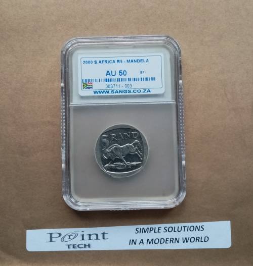 SANGS GRADED - 2000 SA MANDELA COIN - AU 50