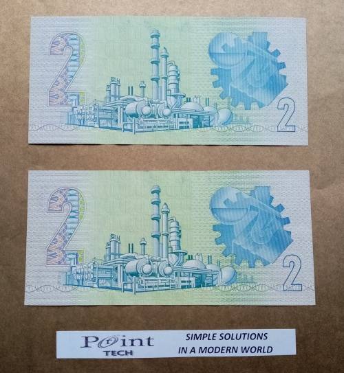 2 X GERHARD DE KOCK R2 BANKNOTES WITH SERIAL NUMBERS IN SEQUENCE (UNC)