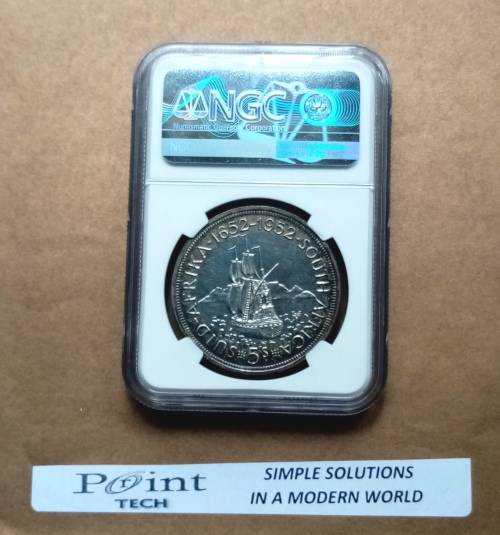 RARE GRADED PROOF COIN - 1952 SOUTH AFRICA 5 SCHILLINGS - PF 61