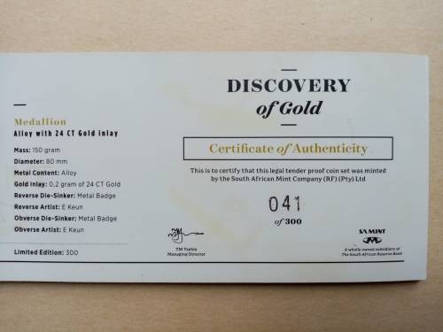 80MM ALLOY WITH 0.2 GRAM OF 24 CT GOLD INLAY (COMES IN A WOODEN BOX WITH C. O. A.) - ONLY 300 MADE