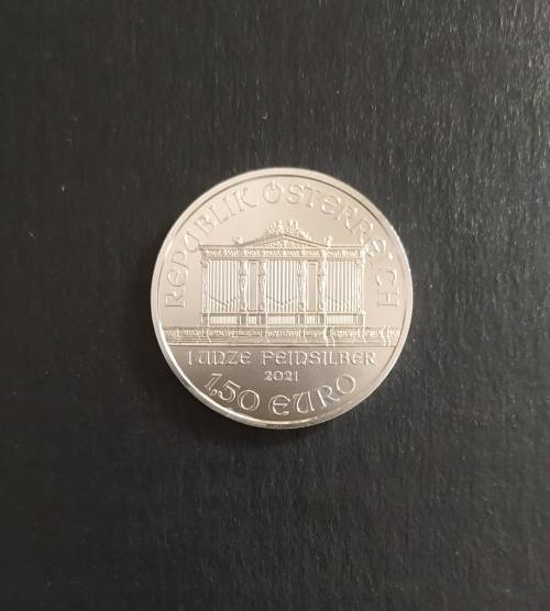 1 OZ FINE SILVER AUSTRIAN PHILHARMONIC COIN - 2021