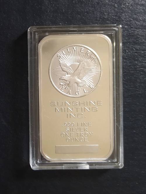 SUNSHINE MINT 1OZ FINE SILVER BAR (IN CAPSULE)(UNC)
