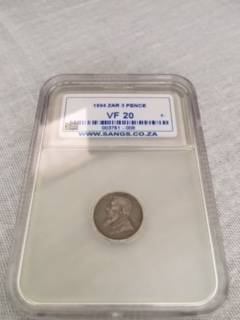 1894 ZAR 3 PENCE VF20