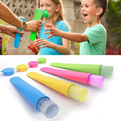 6 Color Blast Ice Pop Makers Popsicle Silicone Freezer Ice Cream Maker Mold Form