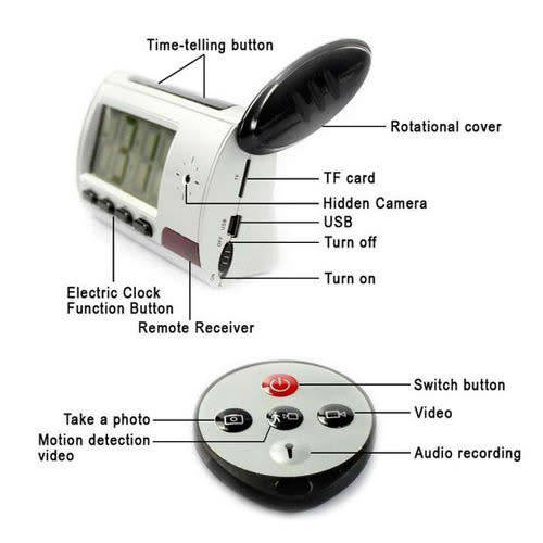 Camera Alarm Clock Micro Hidden Nanny Cam Motion Detection Mini DV DVR Video Spy