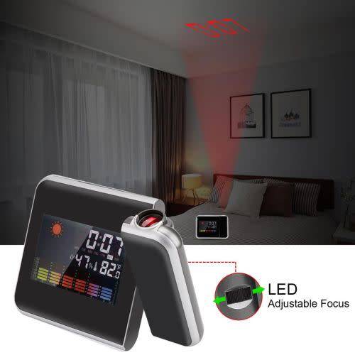 Digital Projection Alarm Clock LED with Temperature Weather Station LCD Display