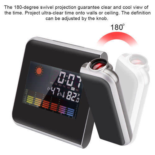 Digital Projection Alarm Clock LED with Temperature Weather Station LCD Display