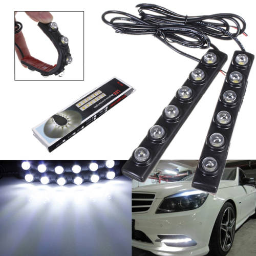 2 x Car Daytime Running Light Fog Driving Lamp 6LED White Waterproof