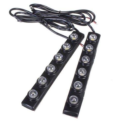 2 x Car Daytime Running Light Fog Driving Lamp 6LED White Waterproof