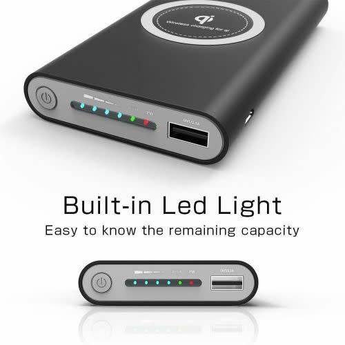 10000mAh Qi Wireless Power Bank & Fast Charging USB LED Portable Battery Charger (KKBIE)