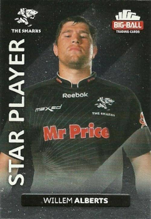 WILLEM ALBERTS - 2012 BIG BALL RUGBY STAR PLAYER CARD 206