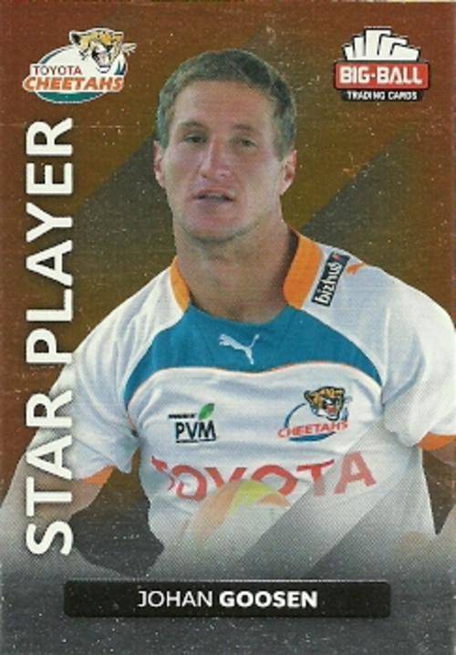 JOHAN GOOSEN - 2012 BIG BALL RUGBY STAR PLAYER CARD 056