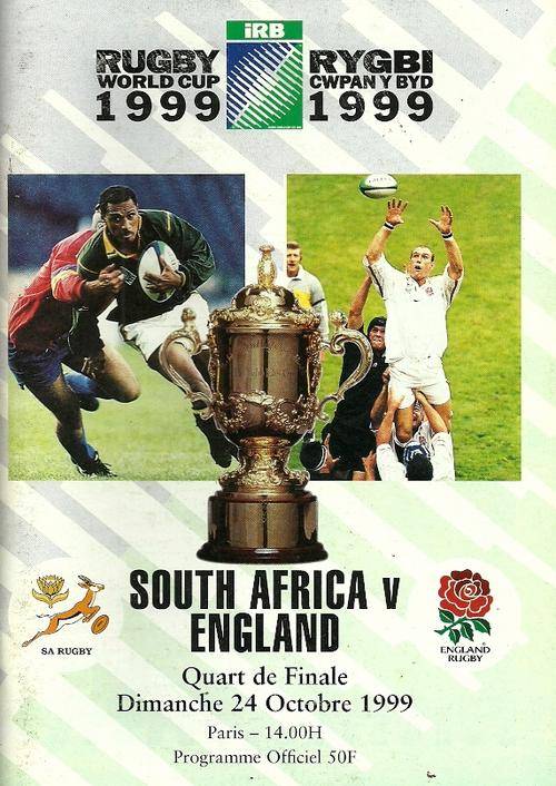 South Africa v England 1999 RWC Quarter Final Match Programme ( Rare )