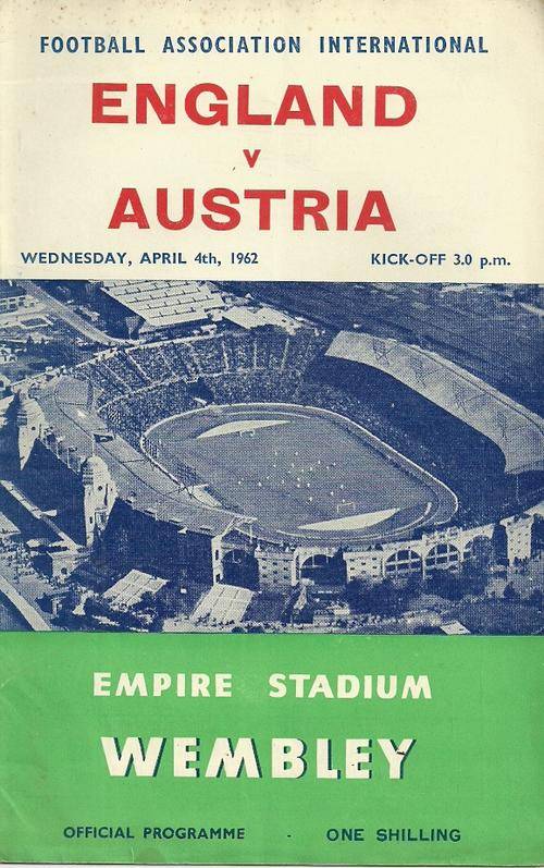 England v Austria 1962 International Friendly Match Programme