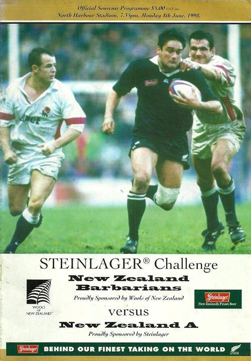 New Zealand Barbarians v New Zealand A 1998 Rugby Challange Match Programme